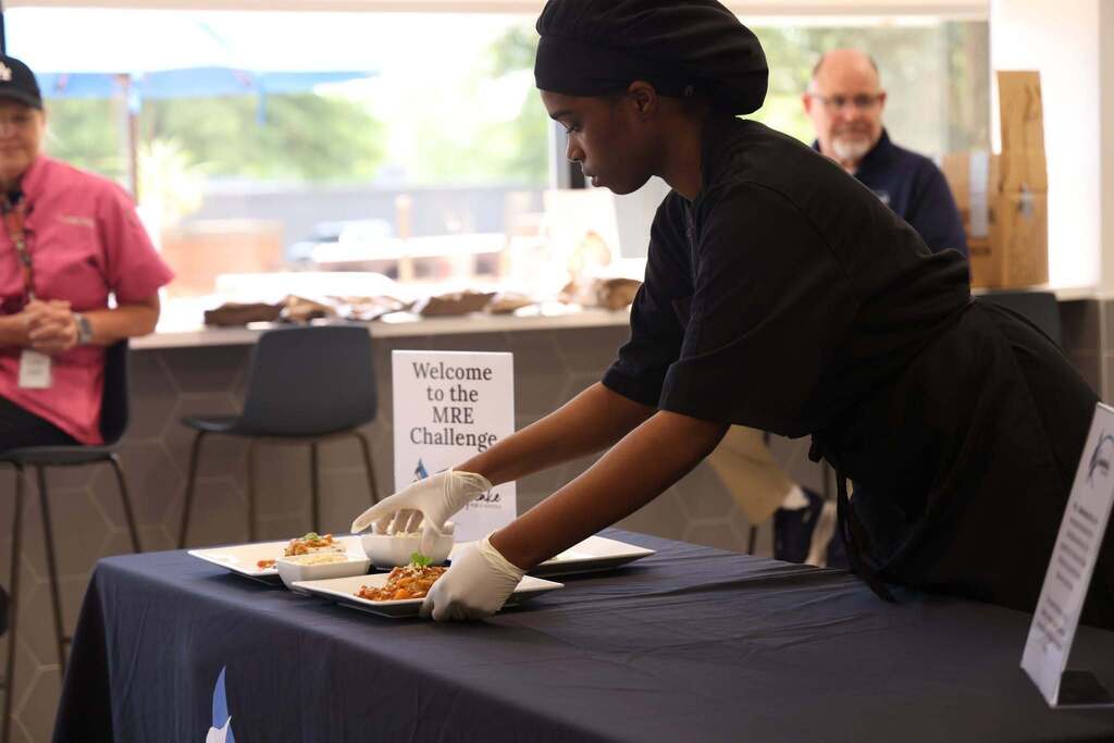 student sets out meal for tasting challenge