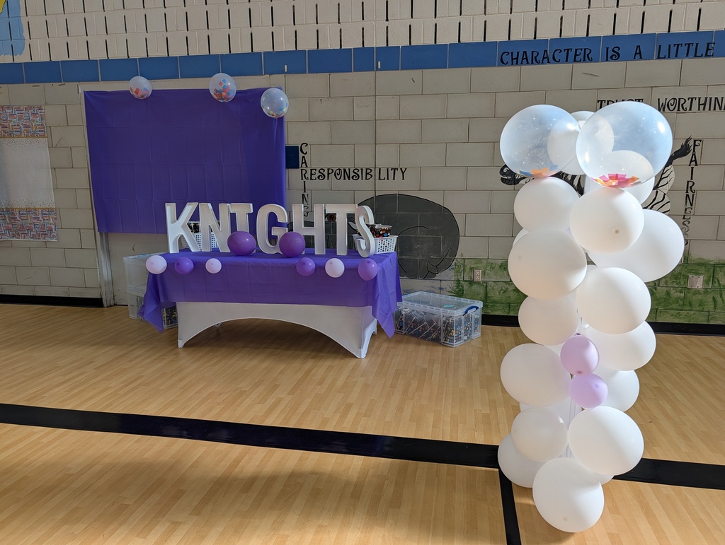 display with knights and balloons