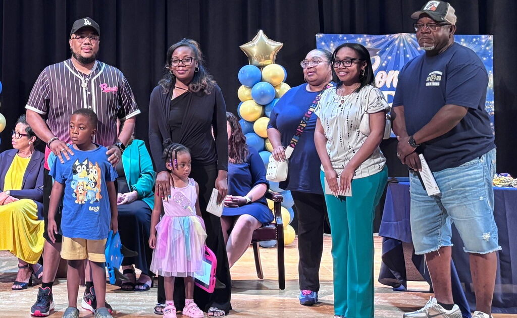 students receiving scholarship awards