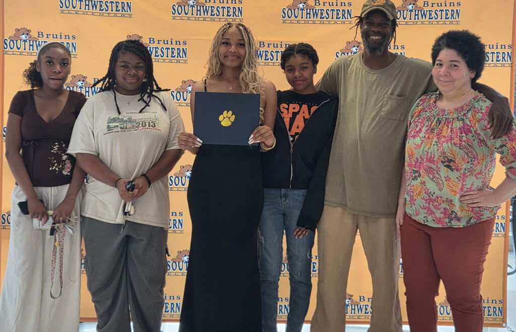 students receiving scholarship awards
