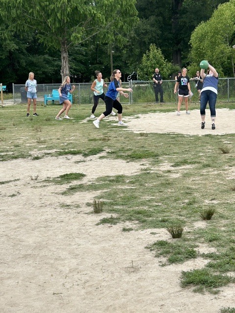 teachers catching the ball 