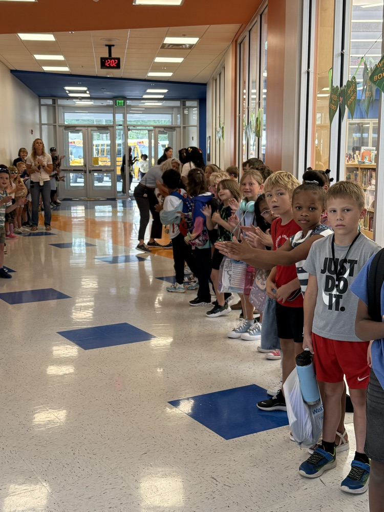 Students lining the hallways to say goodbye