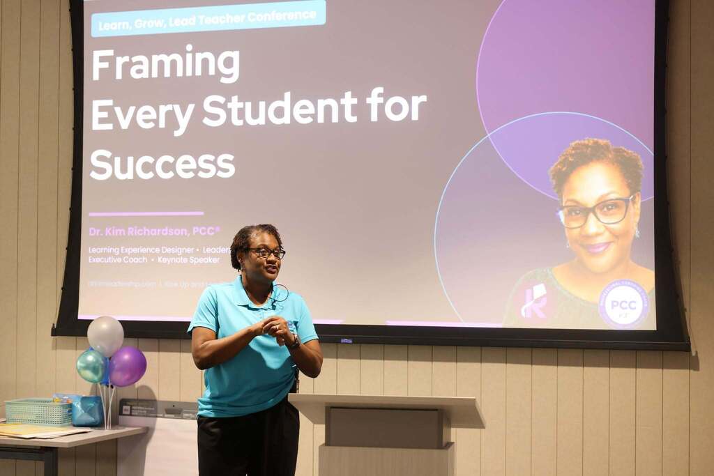 The keynote speaker Dr. Kim Richardson speaking at the conference.