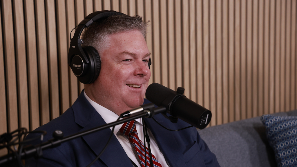 Dr. Cotton talking in the studio.
