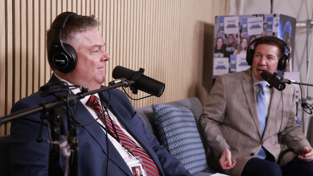 Jay Lewter and Dr. Cotton speaking in the studio.