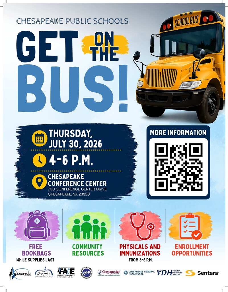 get on the bus event Thursday July 30, 2026 4-6 pm Chesapeake Conference center