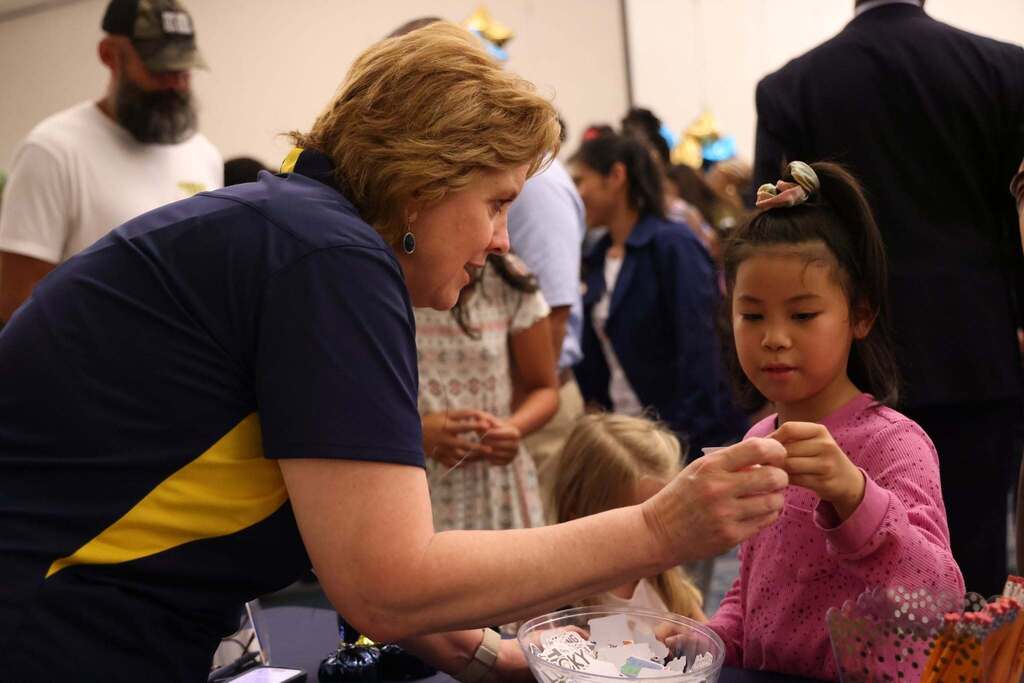 students interact with principals