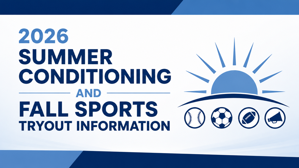 decorative image about summer conditioning and fall sports tryouts that leads people to the website for information