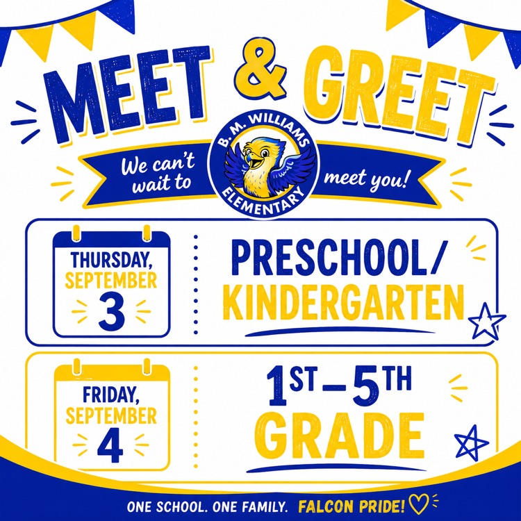 meet and greet. September 3rd preschool and kindergarten. September 4th 1st-5th grade