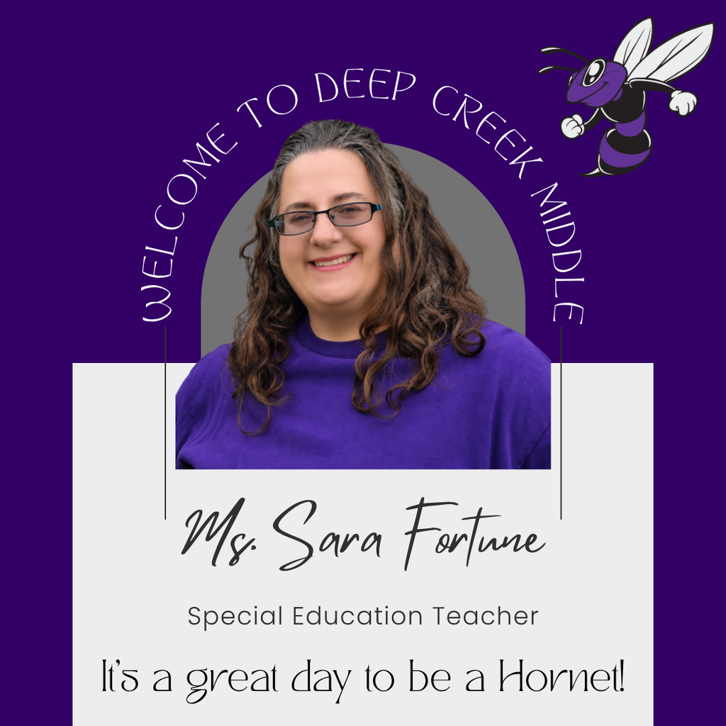 A picture of Ms. Fortune and the message, "It's A Great Day To Be A Hornet!"