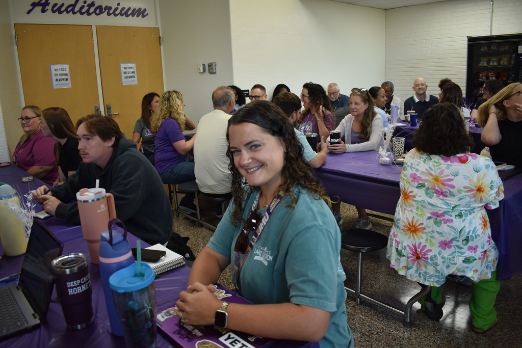 Teachers eating breakfast for the first day