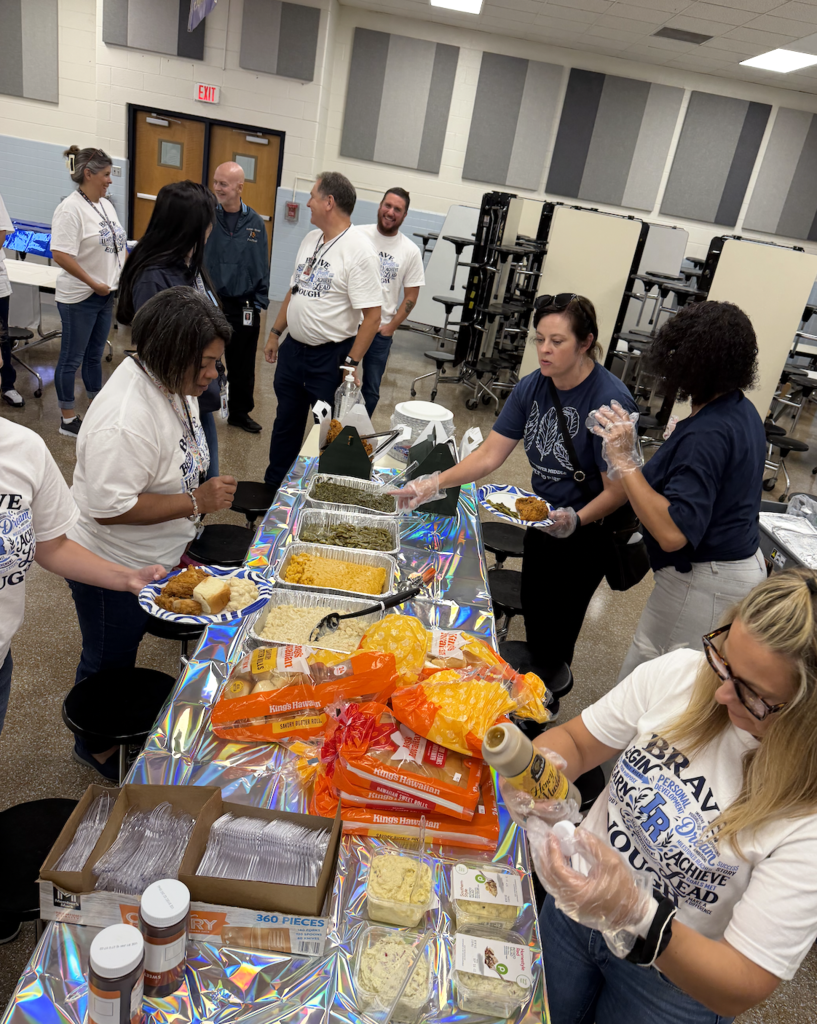 IRMS PTSA members serving lunch to the staff at IRMS