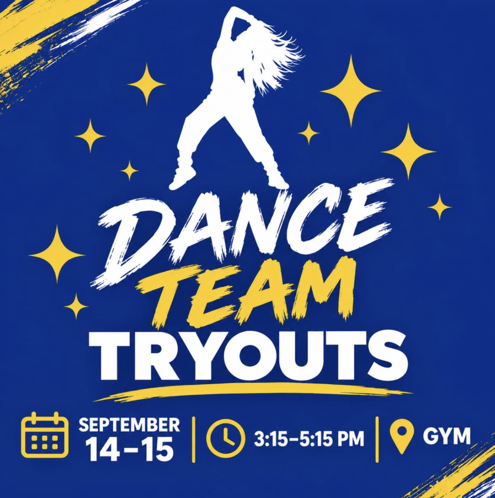 Attention Bruins Families It's time to show us what you've got! Join the Bruin Dance Team and be part of an amazing season of performances, memories, and teamwork. Tryouts Dates: September 14-15 Time: 3:15-5:15 PM Location: Gym Attire White shirt, black bottoms, and sneakers. * What To Bring: A positive attitude, lots of energy, and your best moves! Important Reminders Be on time and ready to try your best. Stay for the entire tryout. Bring a water bottle. Follow all directions and have fun!