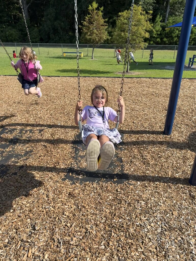 Students on a swing