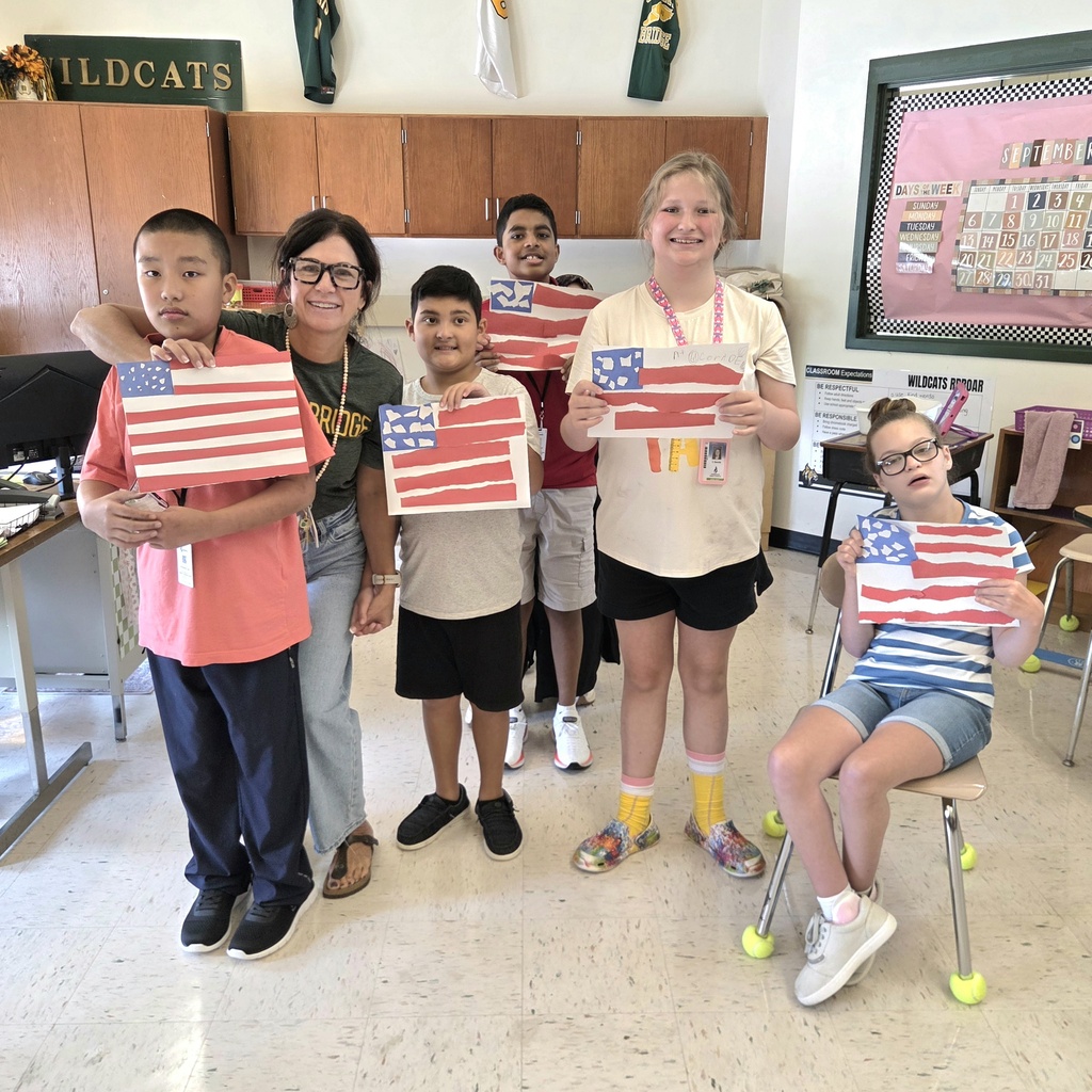 Mrs. Erman's students display their hand made American flags