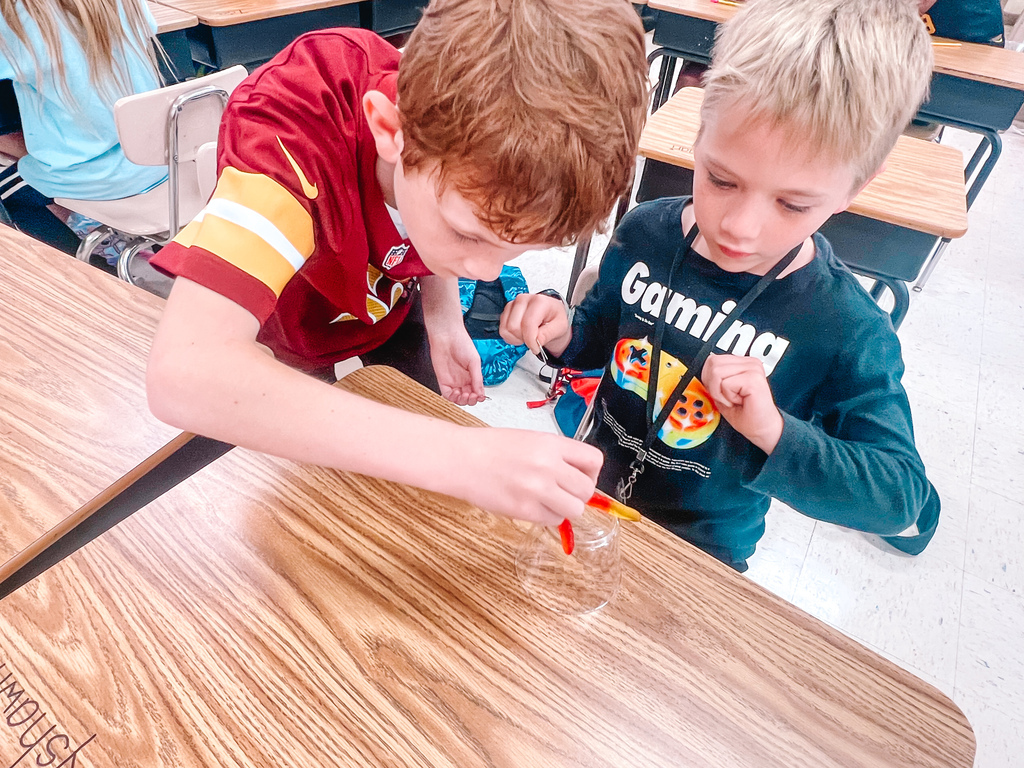 Kids working at table