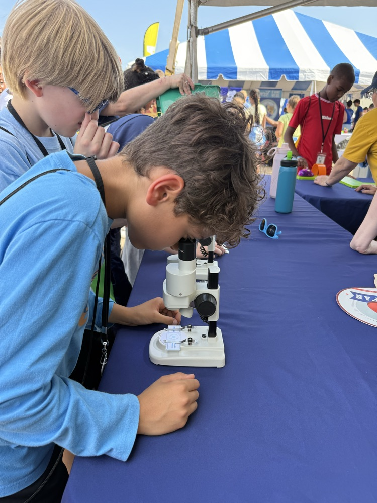 looking through a microscope
