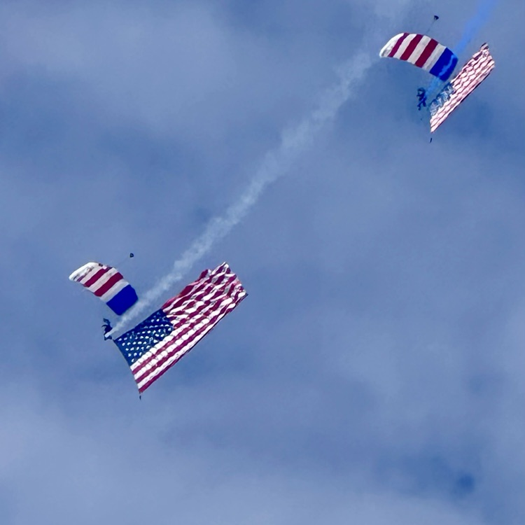 Flags and air show performers