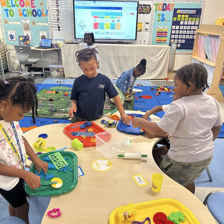 Students playing with play dough!