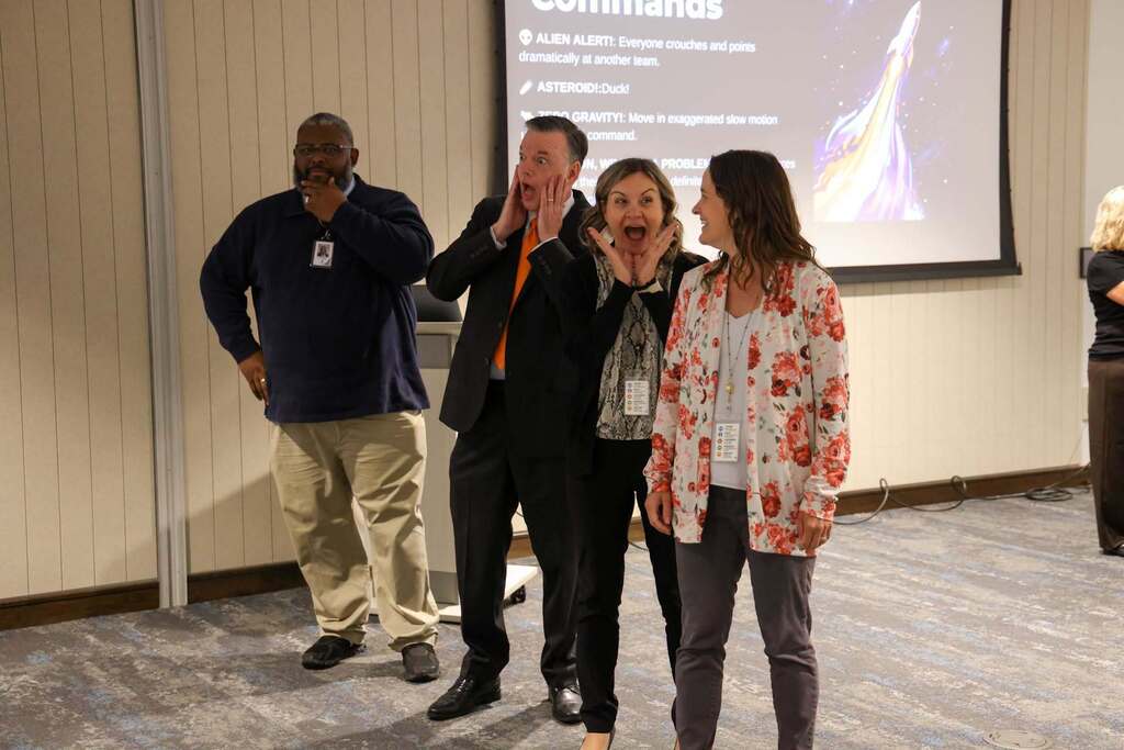 Administrators participaing and having fun at the SCA citywide leaderhsip event.