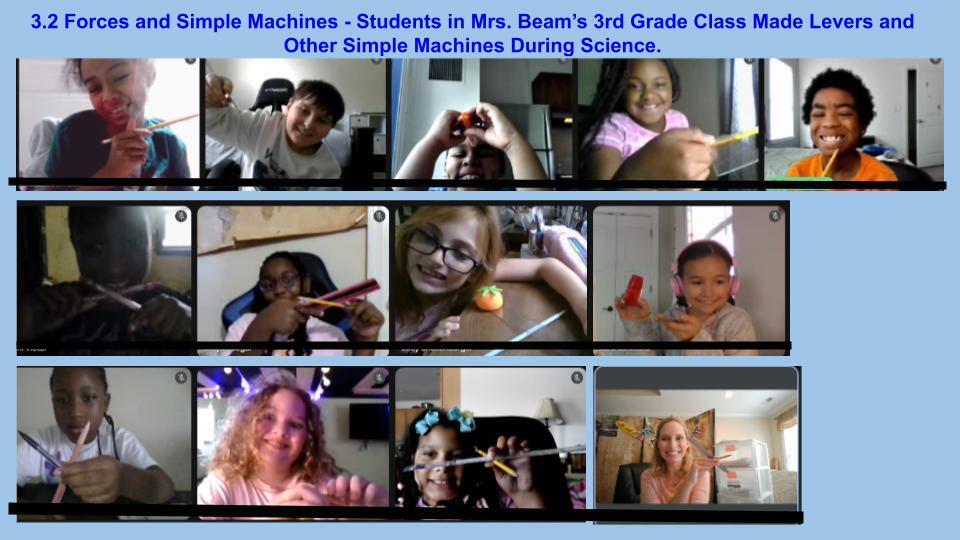 students holding up projects and smiling 