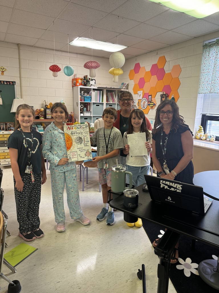 Ms. Sposta's class are space travelers as they learn about the planets.