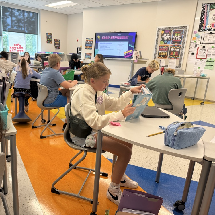 Students reading in class
