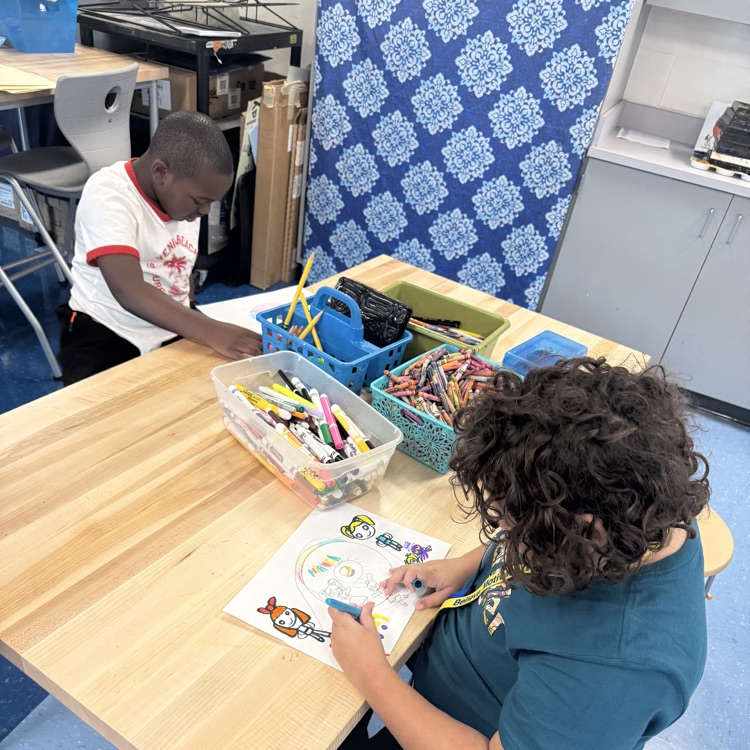 students expressing themselves while drawing