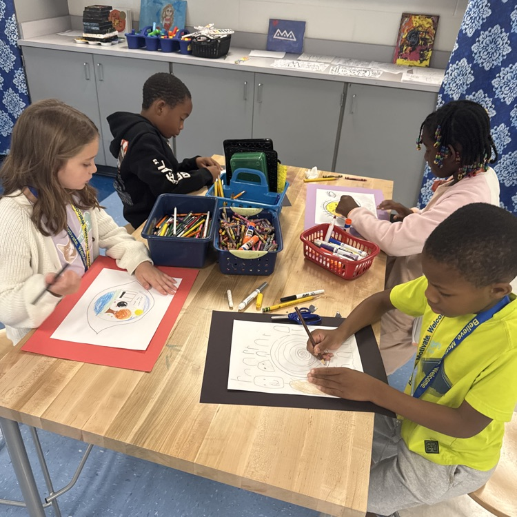 students expressing themselves while drawing