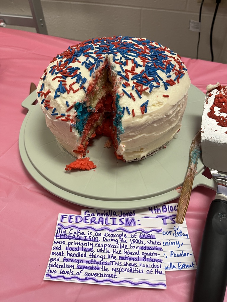 red, white, and blue cake representing Dual Federalism