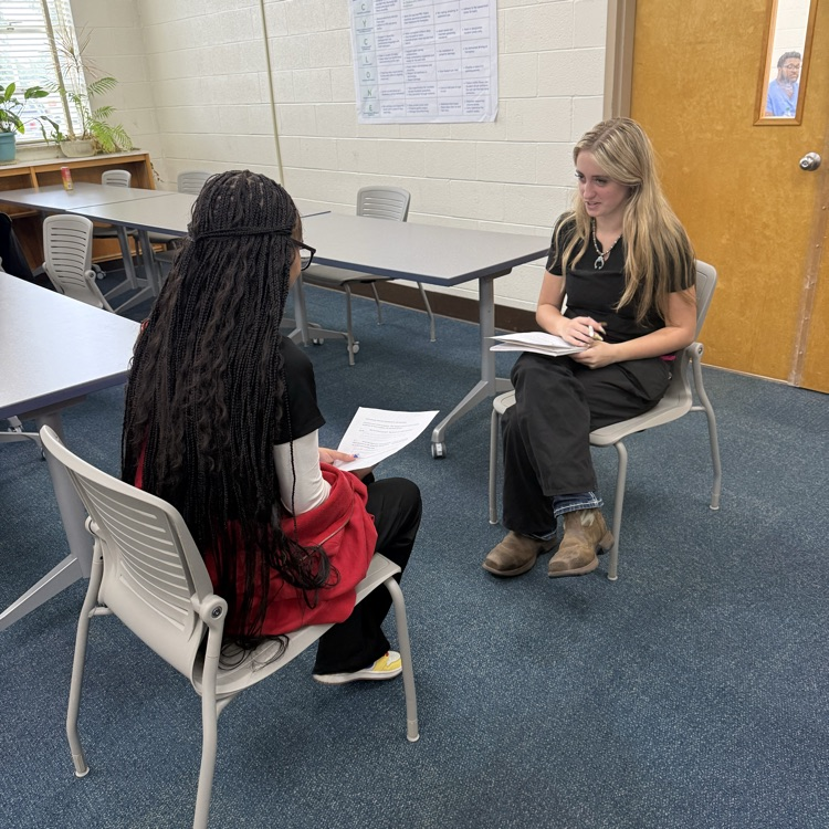 students practicing their interview 