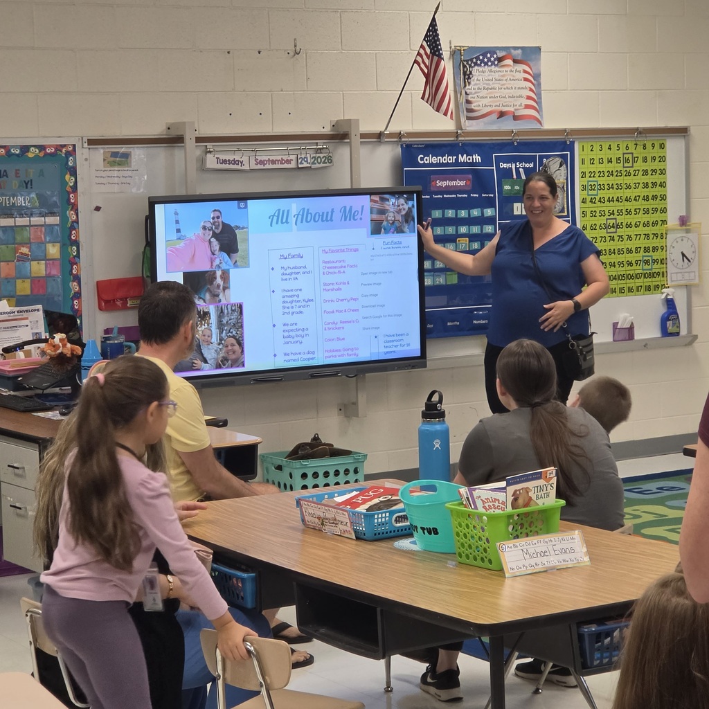 First grade teacher presenting the All About Me portion of her Open House presentation