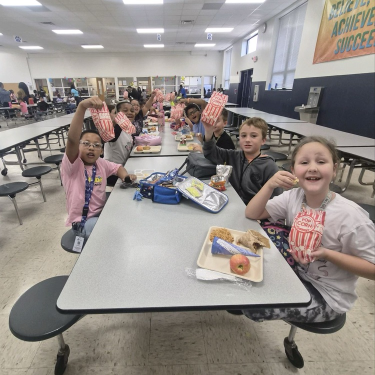 students enjoyed a popcorn party at lunch
