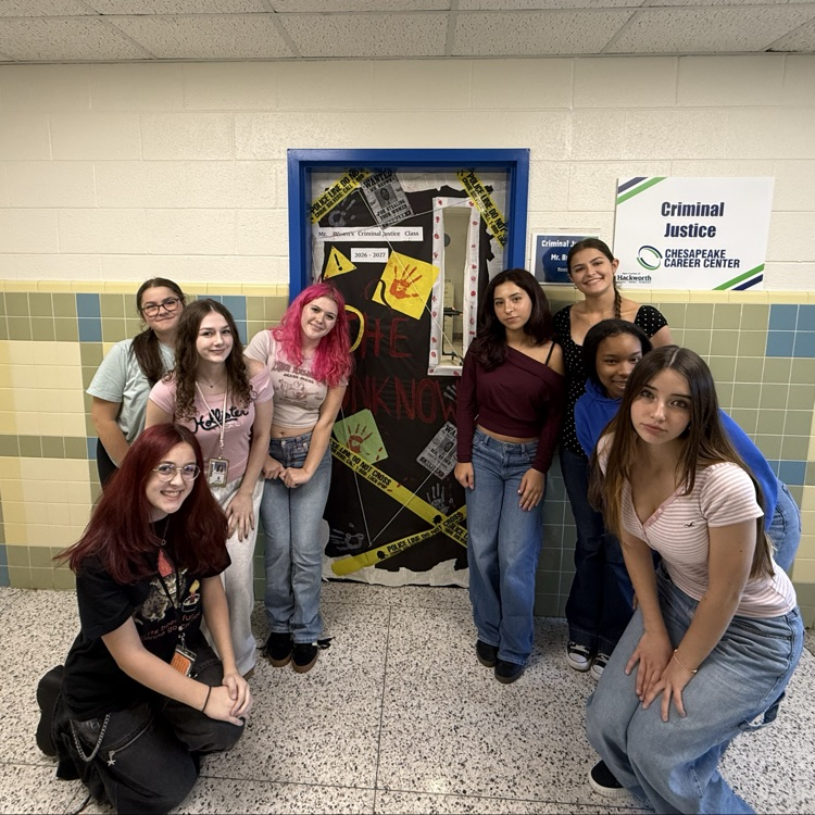 criminal justice PM class with the door they decorated