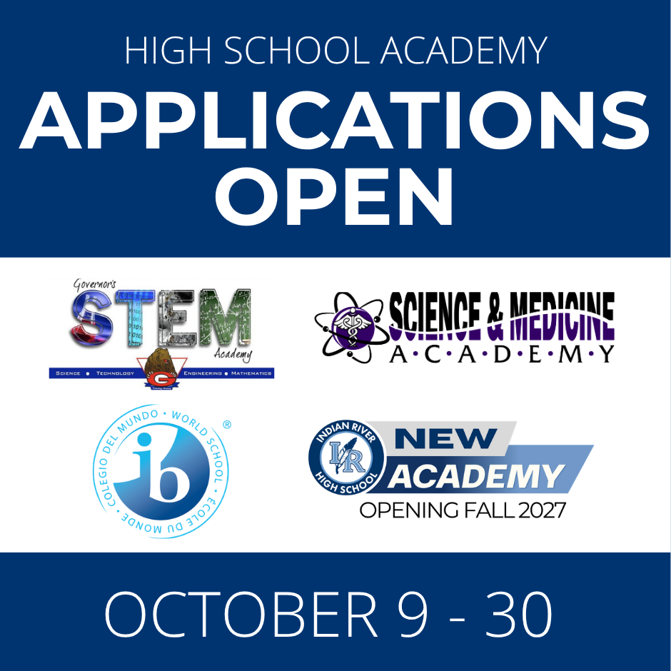 applications open with logos for each of the 4 academies.