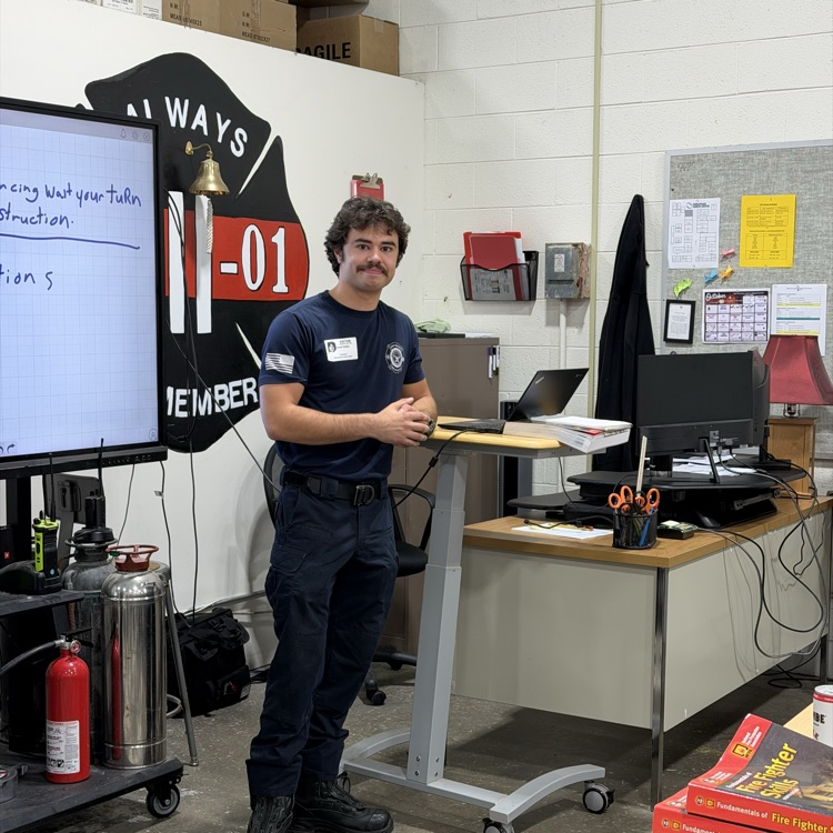 fire fighting class listening to former student