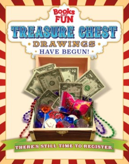Books Are Fun: Treasure Chest Drawings Have Begun! There's Still Time to Register