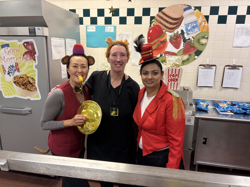 cafeteria staff dressed up as circus characters