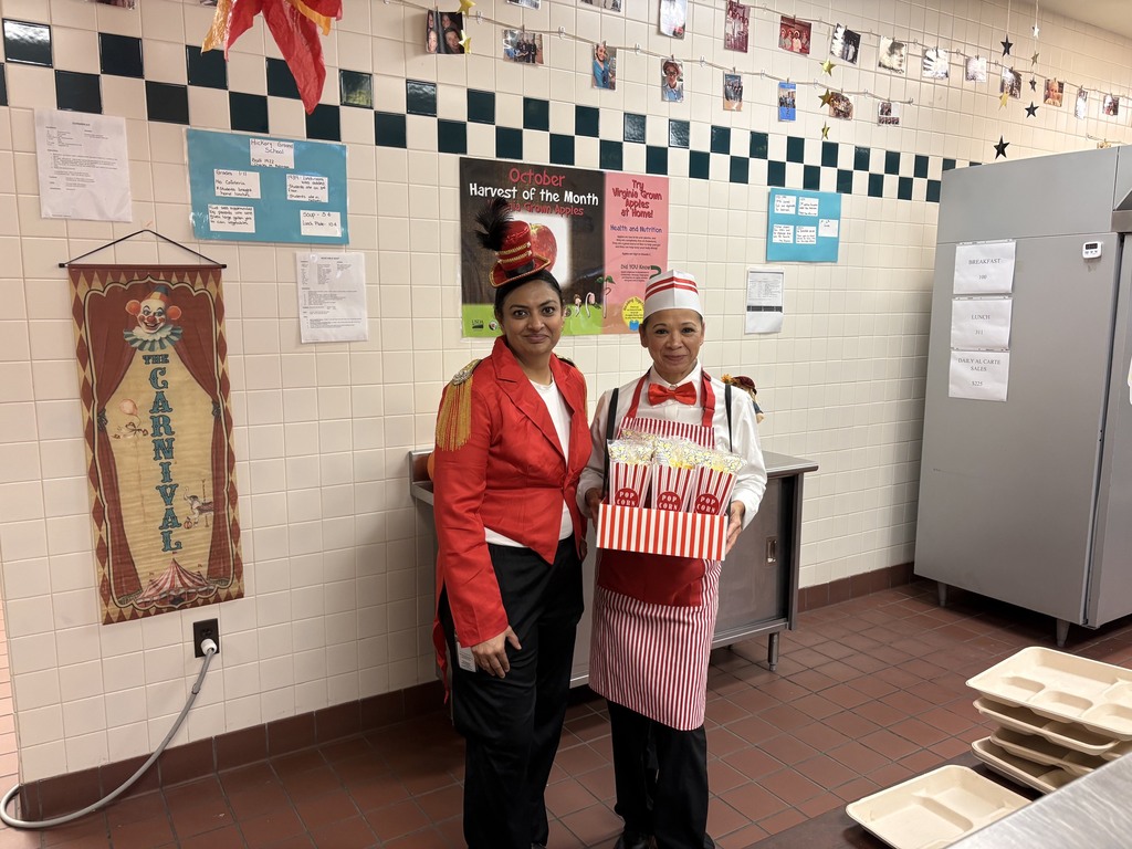 cafeteria staff dressed up as circus characters