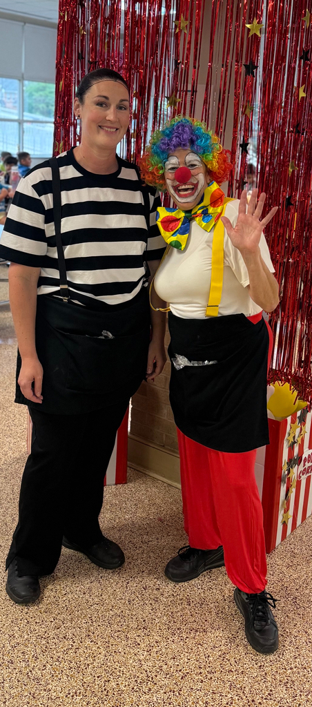 cafeteria staff dressed up as circus characters