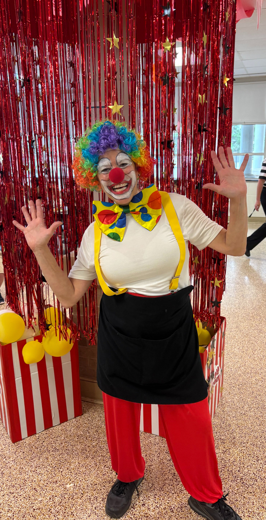 cafeteria staff dressed up as circus characters