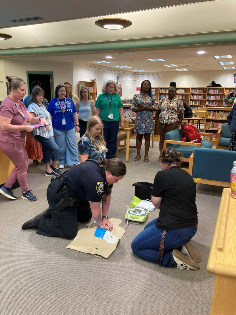 Staff practices with AED