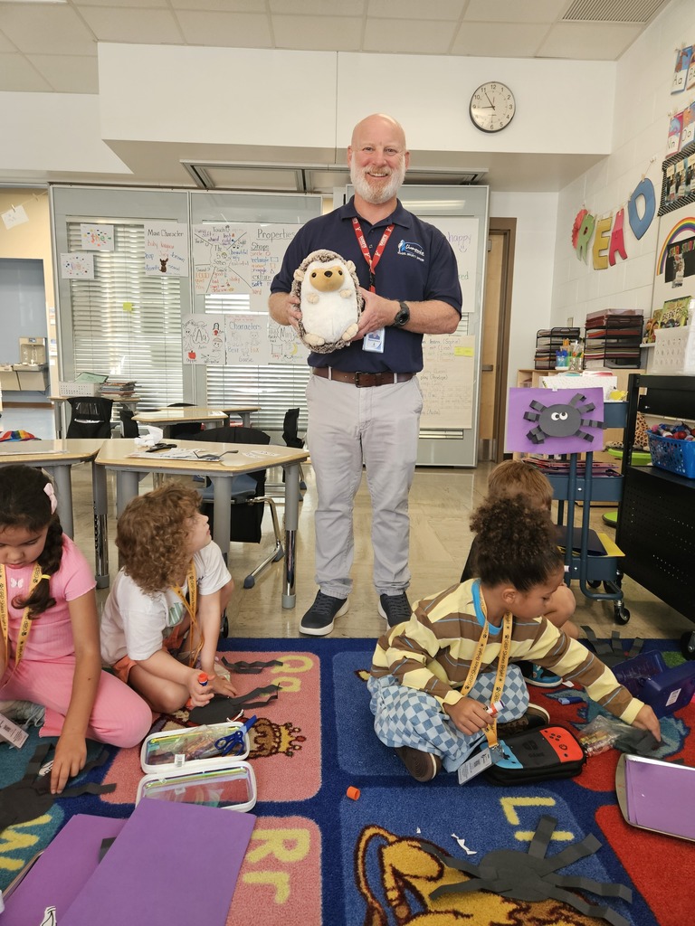Mr. Steve posing with Hedgie the Hedgehog during his morning visit to kindergarten.