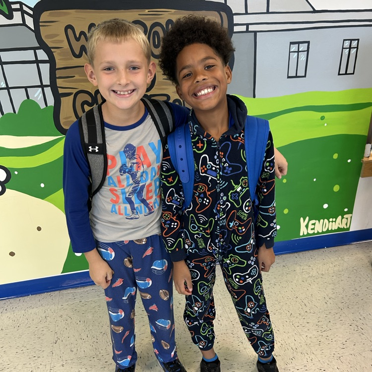 pajamas day! friends smiling in jammies!