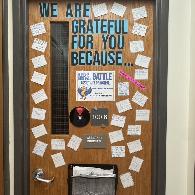 notes of gratitude on office door