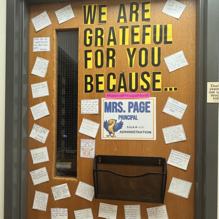 notes of gratitude on office door