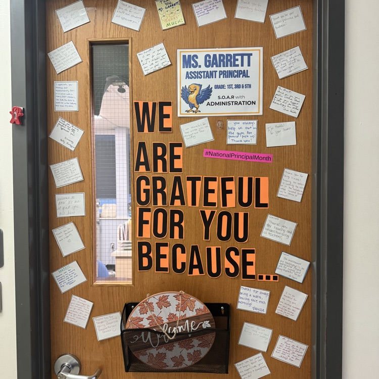 notes of gratitude on office door