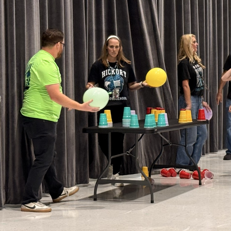 teachers playing a pep rally game