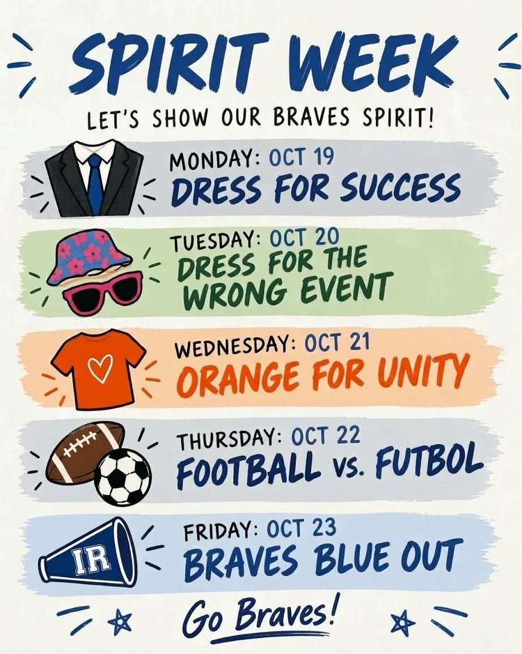 flyer for Indian River spirit week 