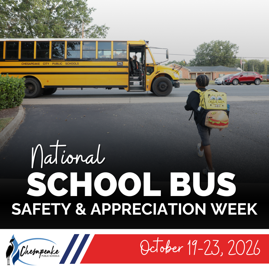 decorative graphic with student walking to bus on first day of school